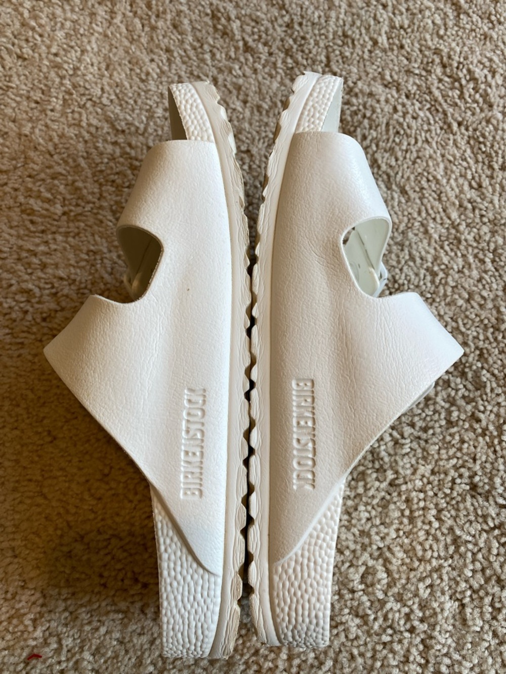 Birkenstock Cream Double Strap Slide Sandals - Picture 4 of 7